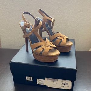 Women’s Suede Platform High Heel Sandals - Tan